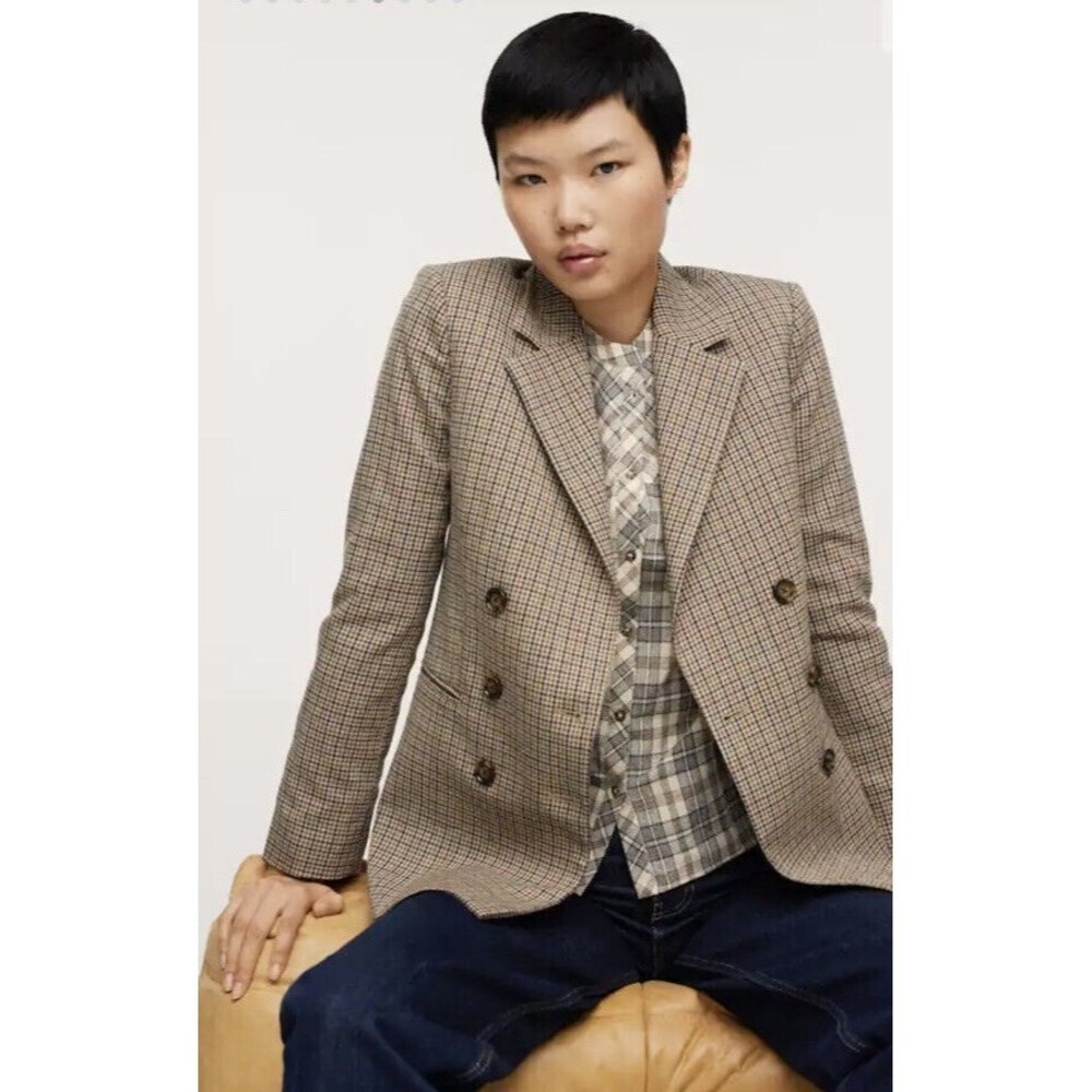 MANGO MNG Women’s Size XXS Wrap Check Suit Blazer NWT OPEN 2 OFFERS